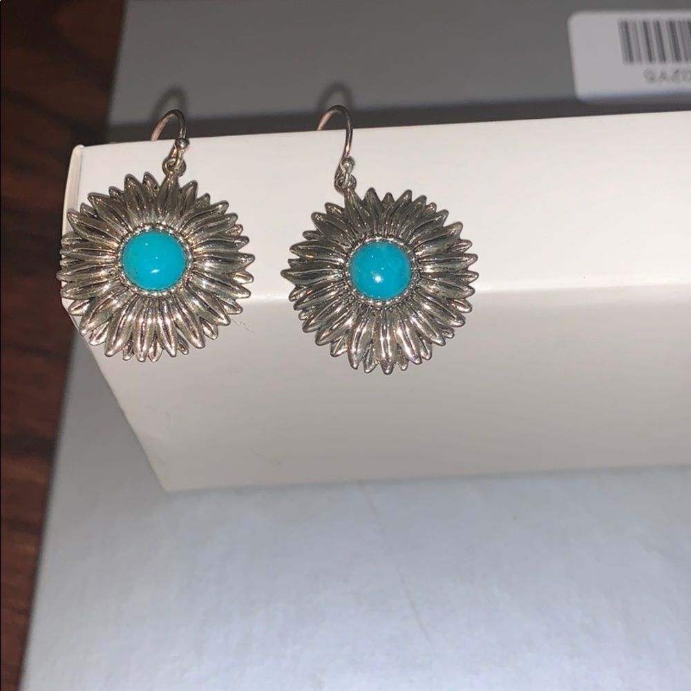 Sterling silver sunflower turquoise earrings